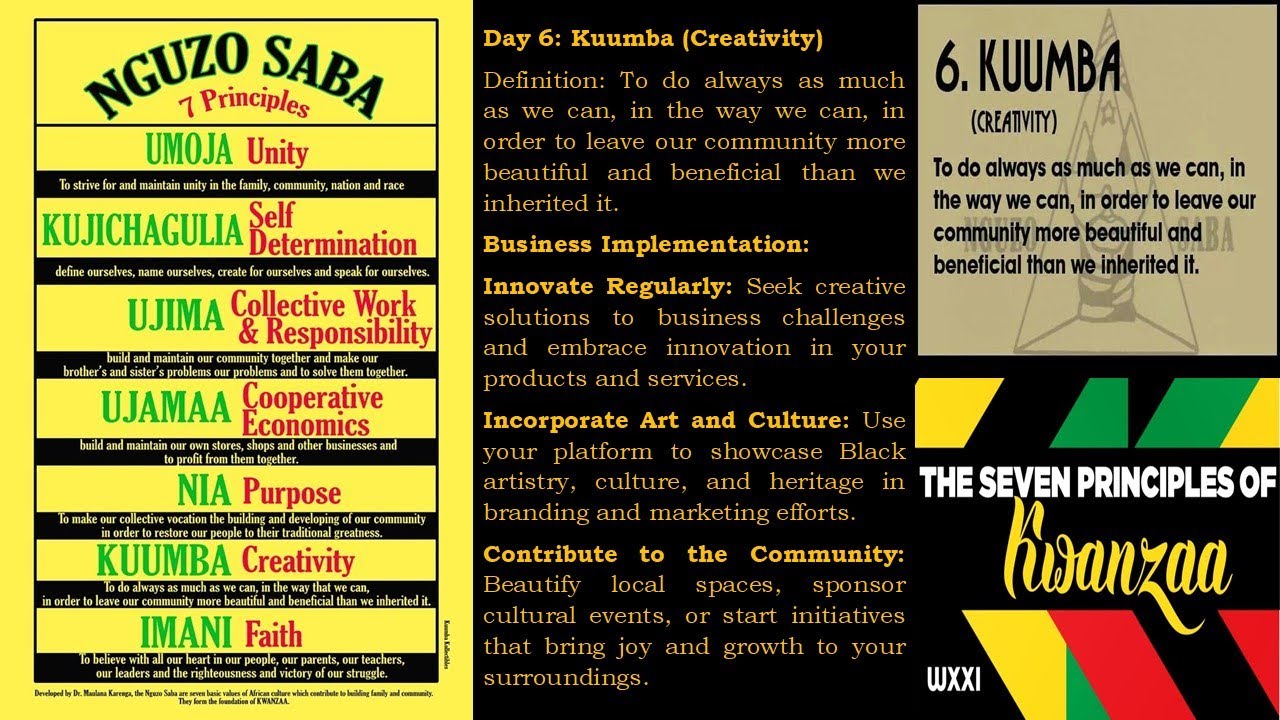 BRAND U HAPPY KWANZAA PRINCIPLE 6  KUUMBA CREATIVITY