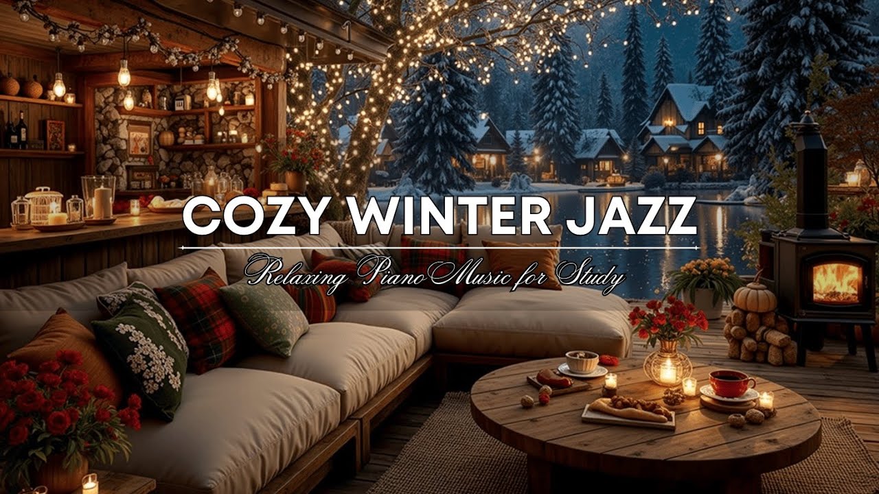 Уютная зимняя джаз-кафе атмосфера ~ Расслабляющий фортепианный джаз для учебы и фокуса