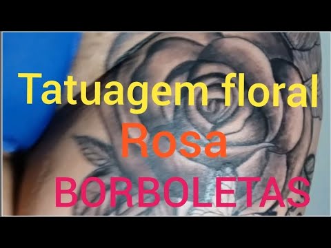 Tatuagem floral Rosa BORBOLETAS Tatuagem artística sketch tattoo