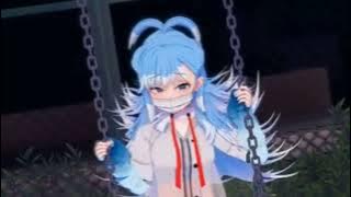 Anime sedang bermain ayunan dan bahagia