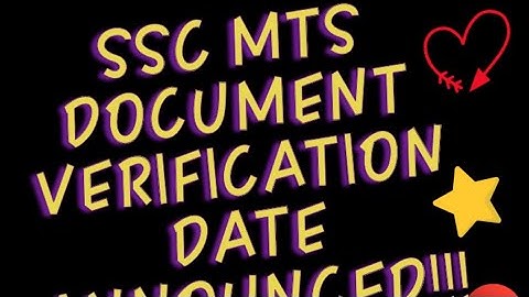 SSC Mts Document verification date announced