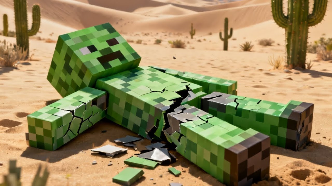 Surviving a creeper for a one day in Minecraft 