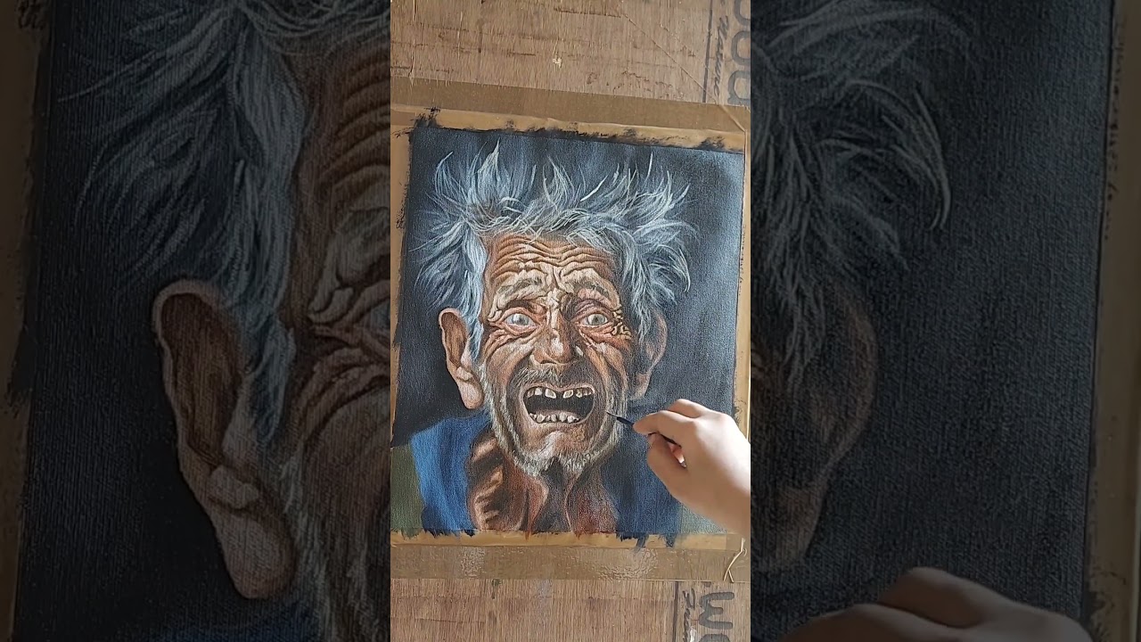 Hyper Realistic Old Man Portrait Painting Process | Emotional Acrylic Art 🎨 