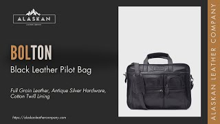 Bolton Black Leather Pilot Bag | Alaskan Leather Company