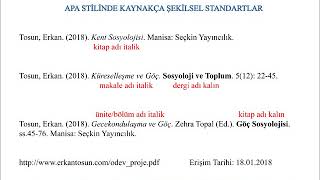 Aöf Ödev Proje Hazırlama - Apa Stilinde Kaynakça Yazımında Şekilsel Standartlar