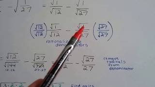 Algebra I #11.6b, Subtracting Radical expressions