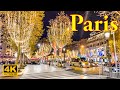 Paris france  paris christmas lights 2023  christmas walk 4k   paris 4k  a walk in paris