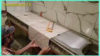 How to install a modern kitchen table with ceramic tiles