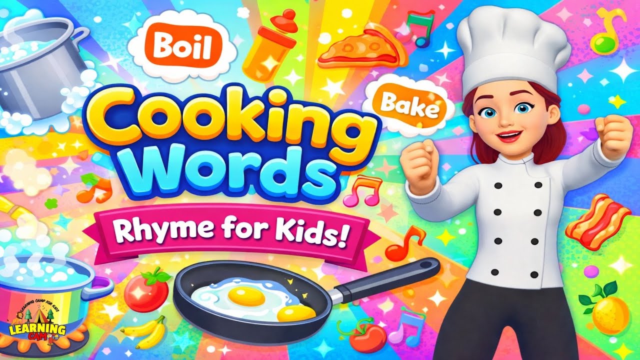 Fun Cooking Words Rhyme for Kids | Learn Boil, Bake, Fry & More 🍳🎵