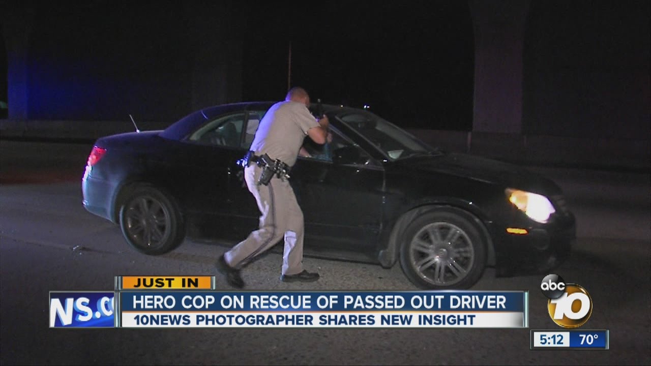 Hero cop on rescue of passed out driver - YouTube