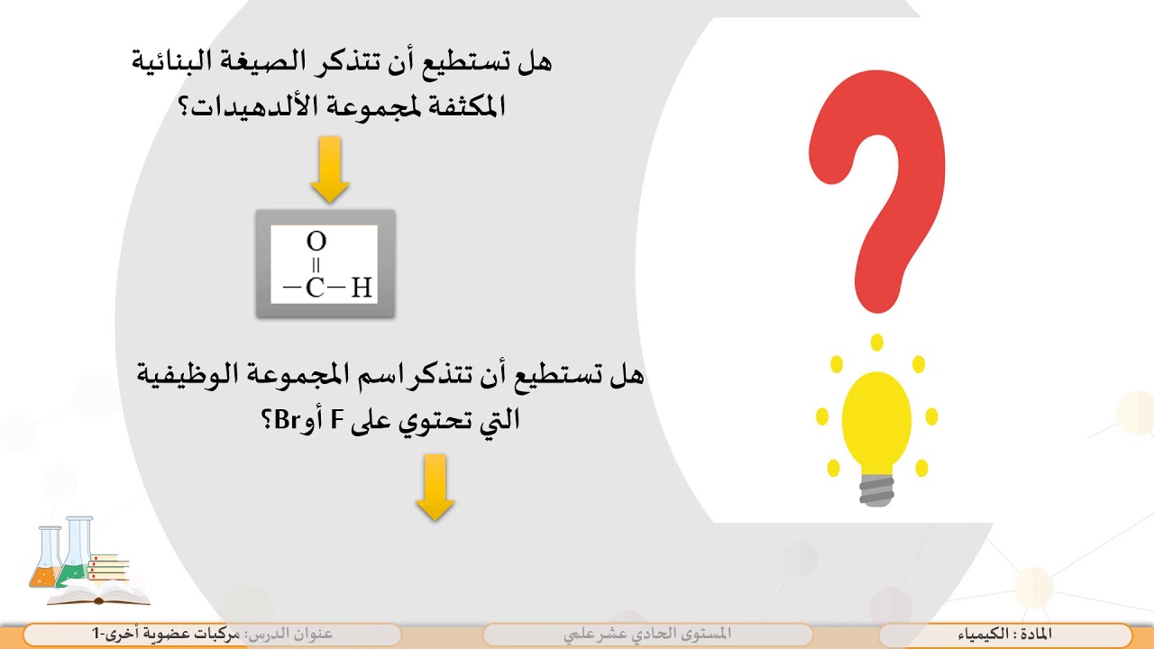 الحادي عشر  المسار العلمي كيمياء المُركَّبات العضوية الأخرى 1