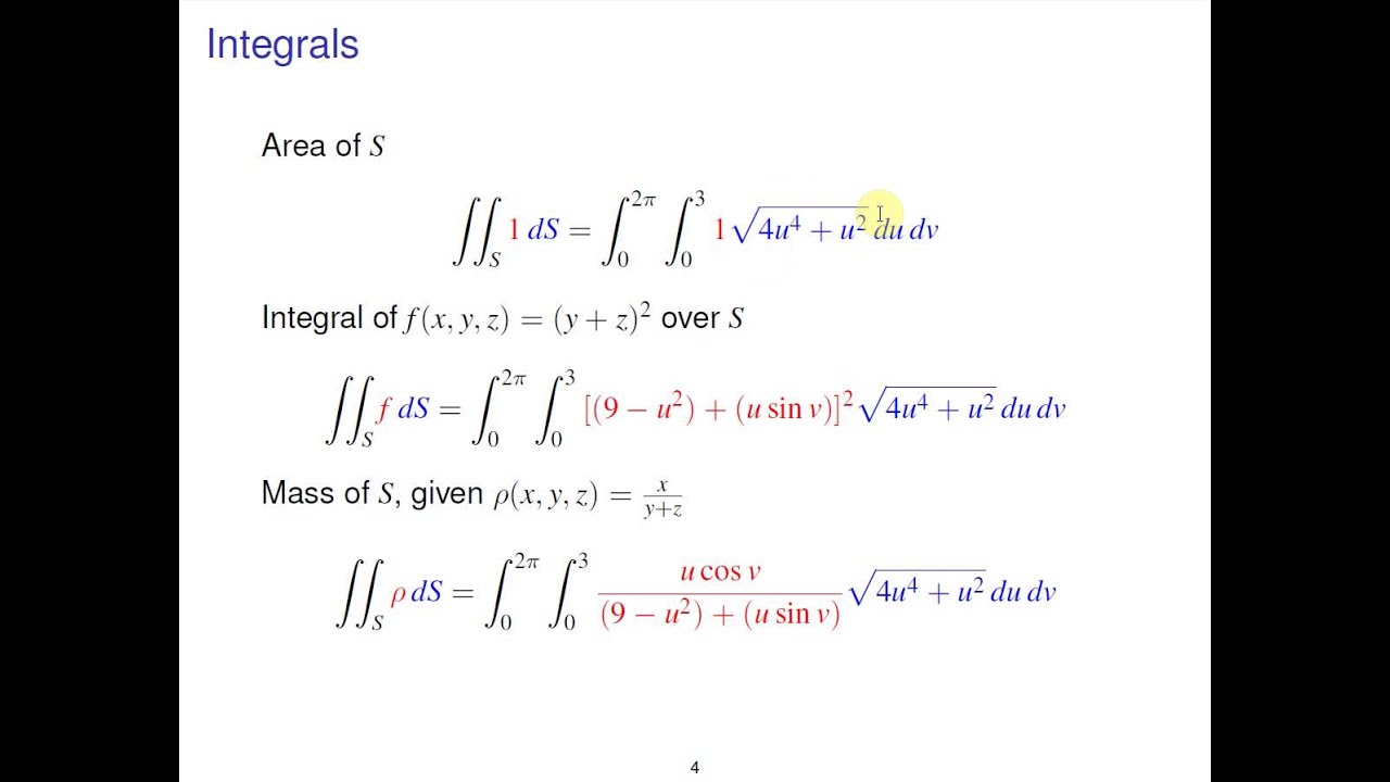 Surface integrals (general) for parametric surfaces and graphs - YouTube