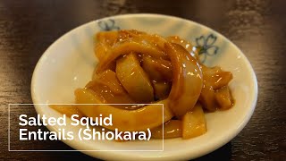 Japanese chef makes a Salted Squid entrails(Squid Shiokara)