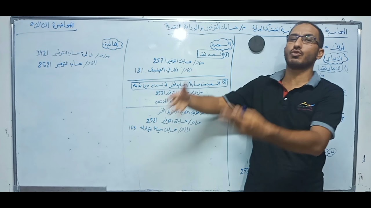 محاسبة مصرفية او منشآت مالية - المحاضرة الثالثة - حسابات التوفير و الودائع النقدية