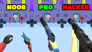 Gun Master 3D: Shoot 'Em Down Gameplay - NOOB vs PRO vs HACKER (iOS/Android) screenshot 3