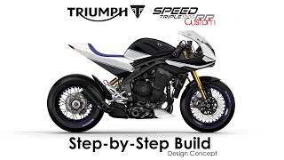 Triumph Speed Triple RR Cafe Race design concept and animated step-by-step modifications