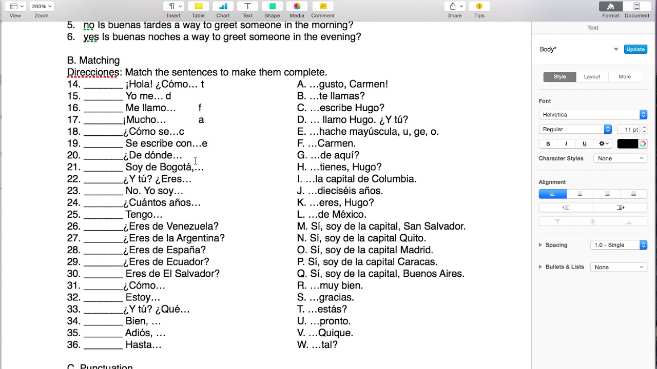 Spanish 1 Chapter 1 Study Guide EXPLANATION Video YouTube