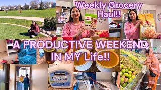 *A PRODUCTIVE Weekend ROUTINE*Clean ORGANIZE WITH ME,Indian Weekly Grocery Haul,Indian MOM USA VLOG