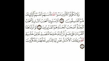 سورة الحشر 9 القسم التاسع تكرار كيفي من .. ولا تكونوا كالذين نسوا الله .. إلى .. لعلهم يتفكرون