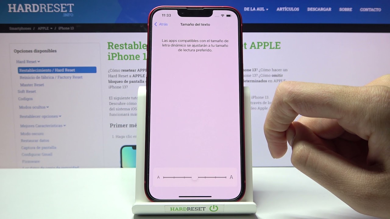 Cambiar el tamaño de la letra en un dispositivo móvil iOS
