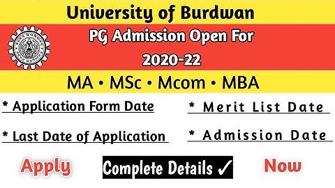 Burdwan University PG Admission 2020 || MA , MSc ,  Mcom/MBA  || BU Form Fill up | Apply Now 👍