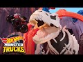 Hot Wheels Monster Trucks Race to Defeat the Skeleton T-Rex 🏆🦖 - Monster Truck Videos for Kids