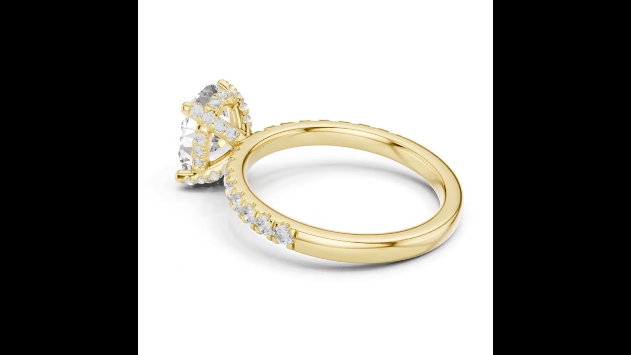 Oval Cut Micro Pave Hidden Halo Ring