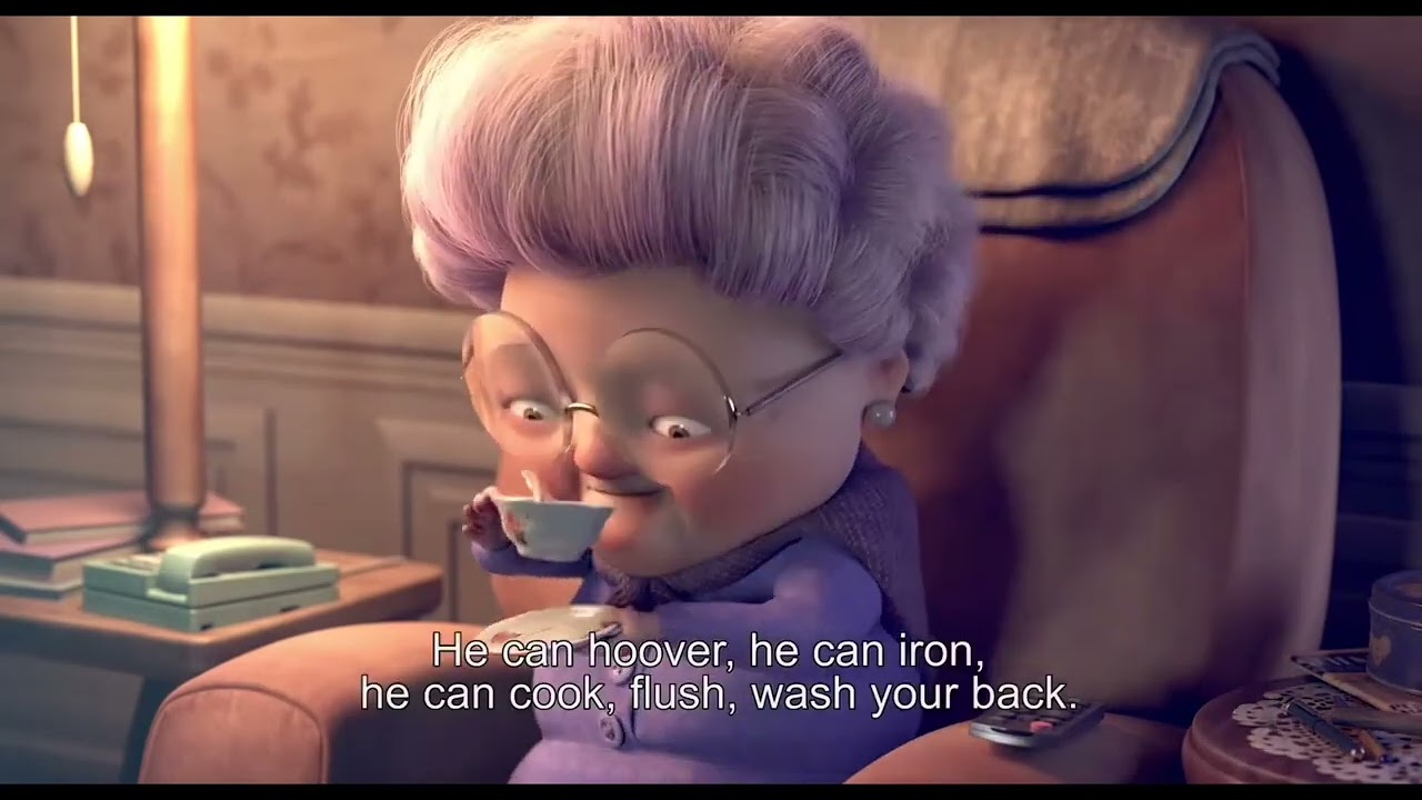"Robot takes care of grandma" animate short video