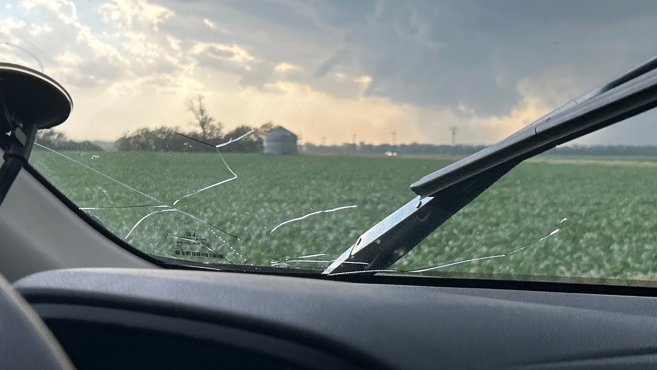 hail almost breaks our windshield - YouTube