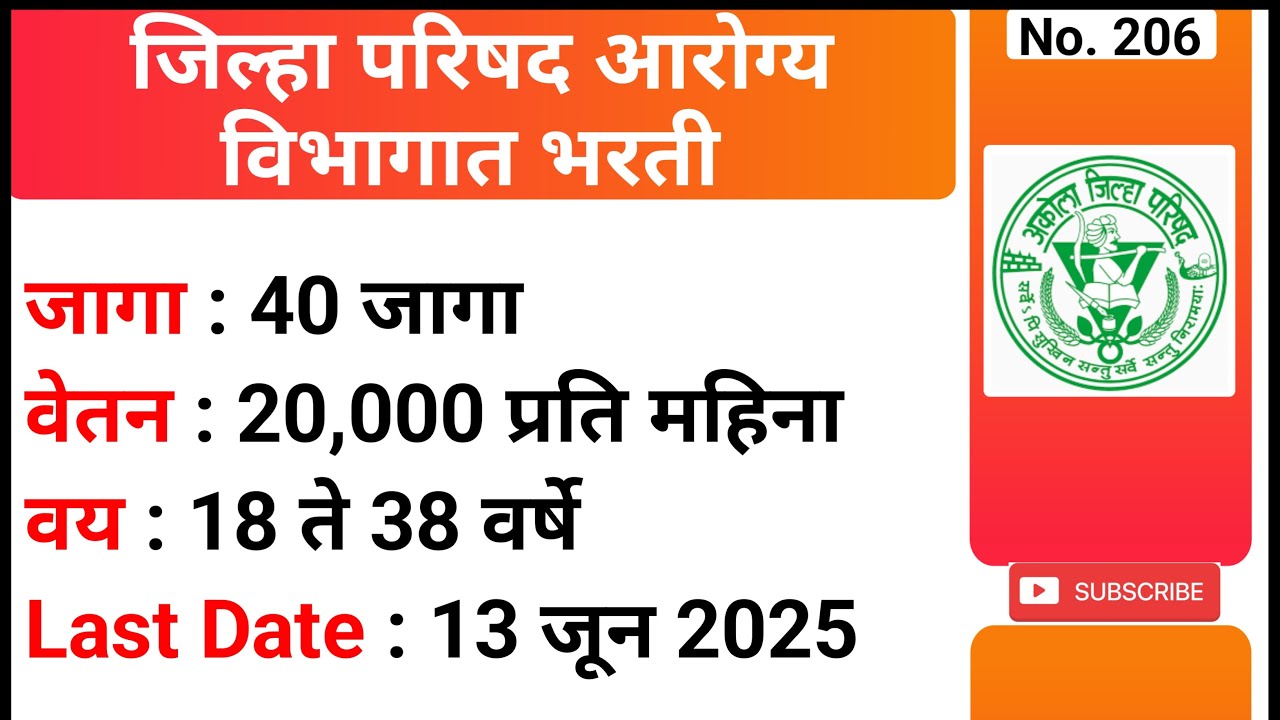 जिल्हा परिषद आरोग्य विभागात भरती 2025 | NHM Recruitment 2025 | Government Jobs | Akola Jobs