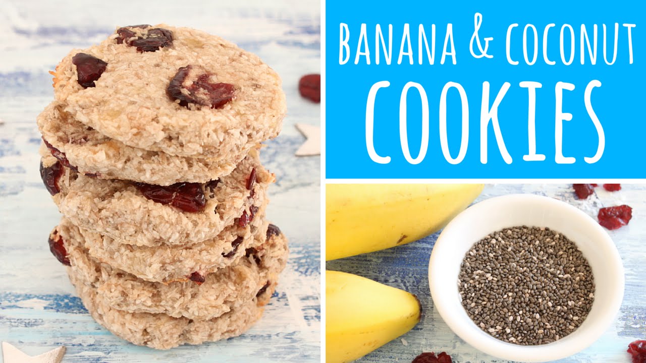 Banana Coconut Cookies with Chia Seeds, Cranberries & maple syrup