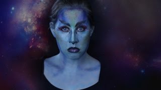 Futuristic Alien Extraterrestrial ( Syfy ) Halloween Face painting Challenge  w/ Nancy Yousaf