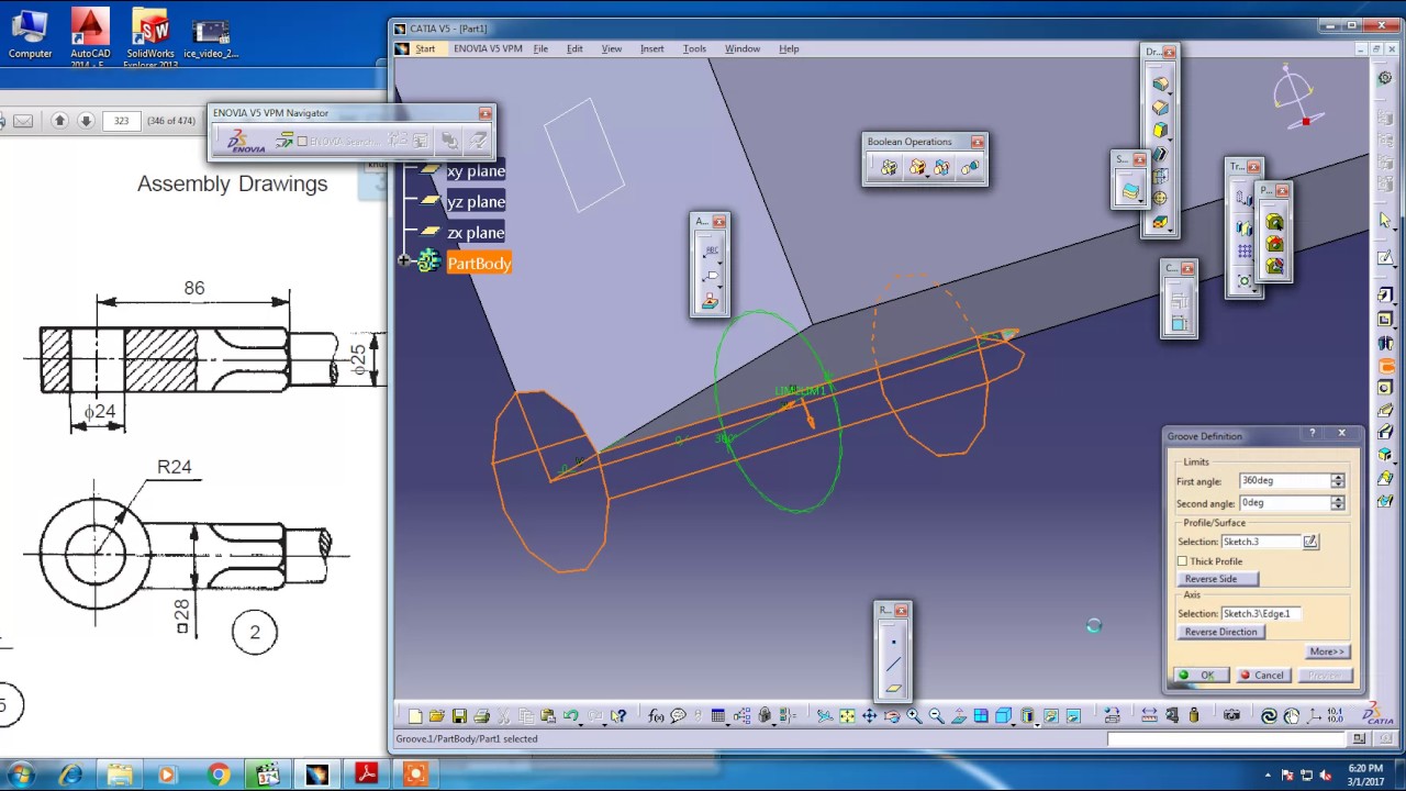 Knuckle joint Eye end part 2 Catia V5 YouTube
