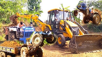 New Jcb 3dx Machine Loading Red Mud In Old Powertrack Plus 434 Ds Tractor | Jcb Cartoon | Jcb Video