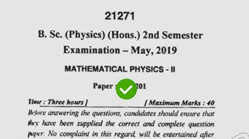2019 Mdu BSc Physics Hons 2nd Sem Mathematical Physics Question Paper