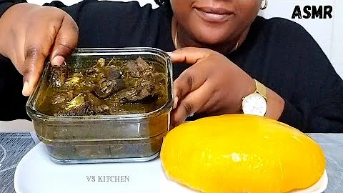 Asmr: African Food Mukbang| Black Soup With Starch Fufu Mukbang