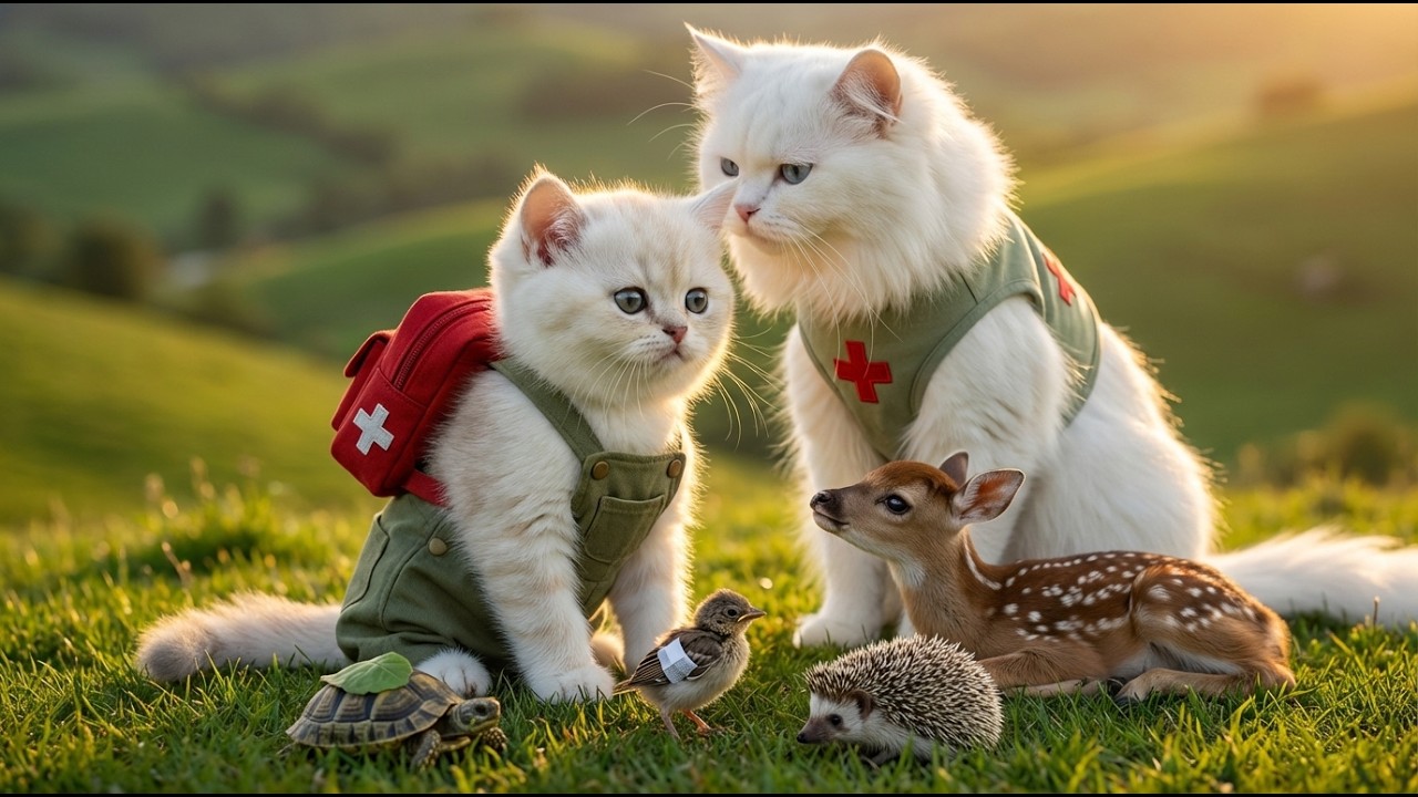 Mama Cat & Her Tiny Kitten Rescue Forest Animals in Need 💚🐱