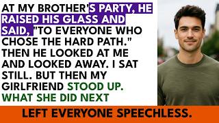 At My Brother's Promotion Party, He Toasted Everyone But Me — Then My Girlfriend Revealed Who She R…