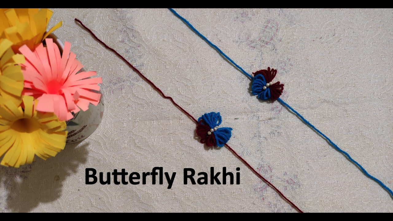 butterfly rakhi with woolen threads| DIY rakhi - YouTube
