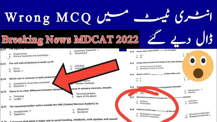 Big News-3 Wrong MCQ in MDCAT 2022