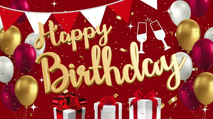 1 HOUR HAPPY BIRTHDAY RED BACKGROUND WITH TRADITIONAL HAPPY BIRTHDAY SONG + REMIX Red Gold Balloons