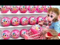 Monkey Baby Bon Bon doing shopping in LOL surprise eggs  store and plays toys with puppy