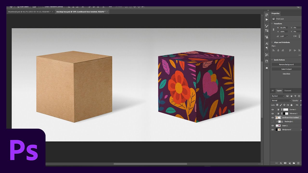 how to wrap design in a box | step by step | photoshop for beginners ...