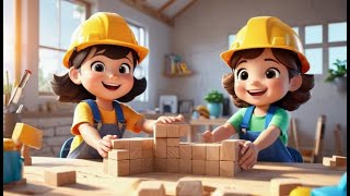 Creative Construction Crew | Building Fun Rhyme for Toddlers | Learn Shapes and Tools with Music