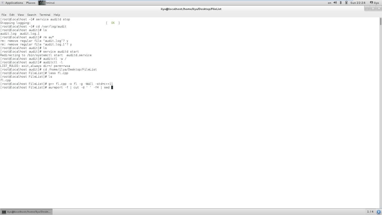Example of using auditd in Scientific Linux 7