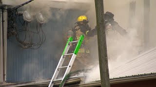 Crews battle business fire in Lancaster County