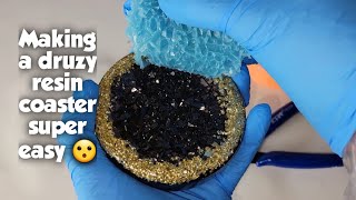 Making a druzy resin coaster | Using a druzy insert | druzy coaster diy using liquid diamonds resin