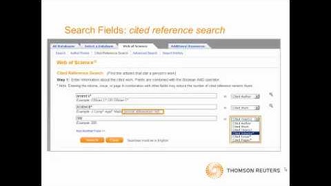 Cited Reference Searching in Web of Science ISI