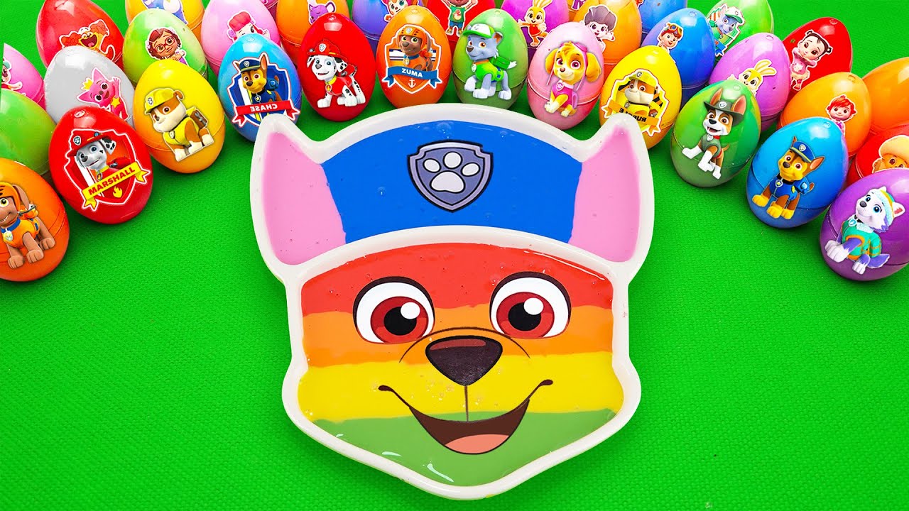 Satisfying ASMR | Making Rainbow CHASE PAW Patrol Bathtub by Mix SLIME in Rainbow Eggs CLAY Coloring
