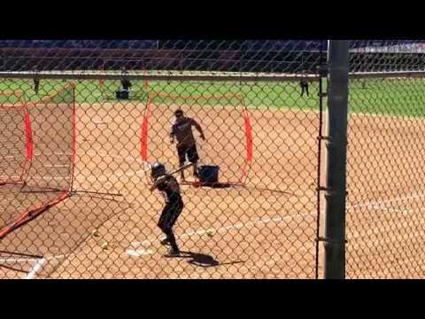 Corissa Sweet Firecrackers 03 hitting front toss at Rico Combine 9/30/